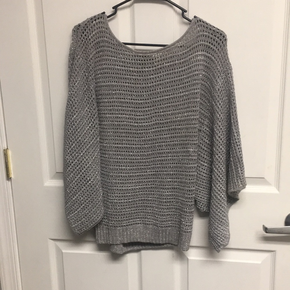 Silver sweater with dolman sleeves